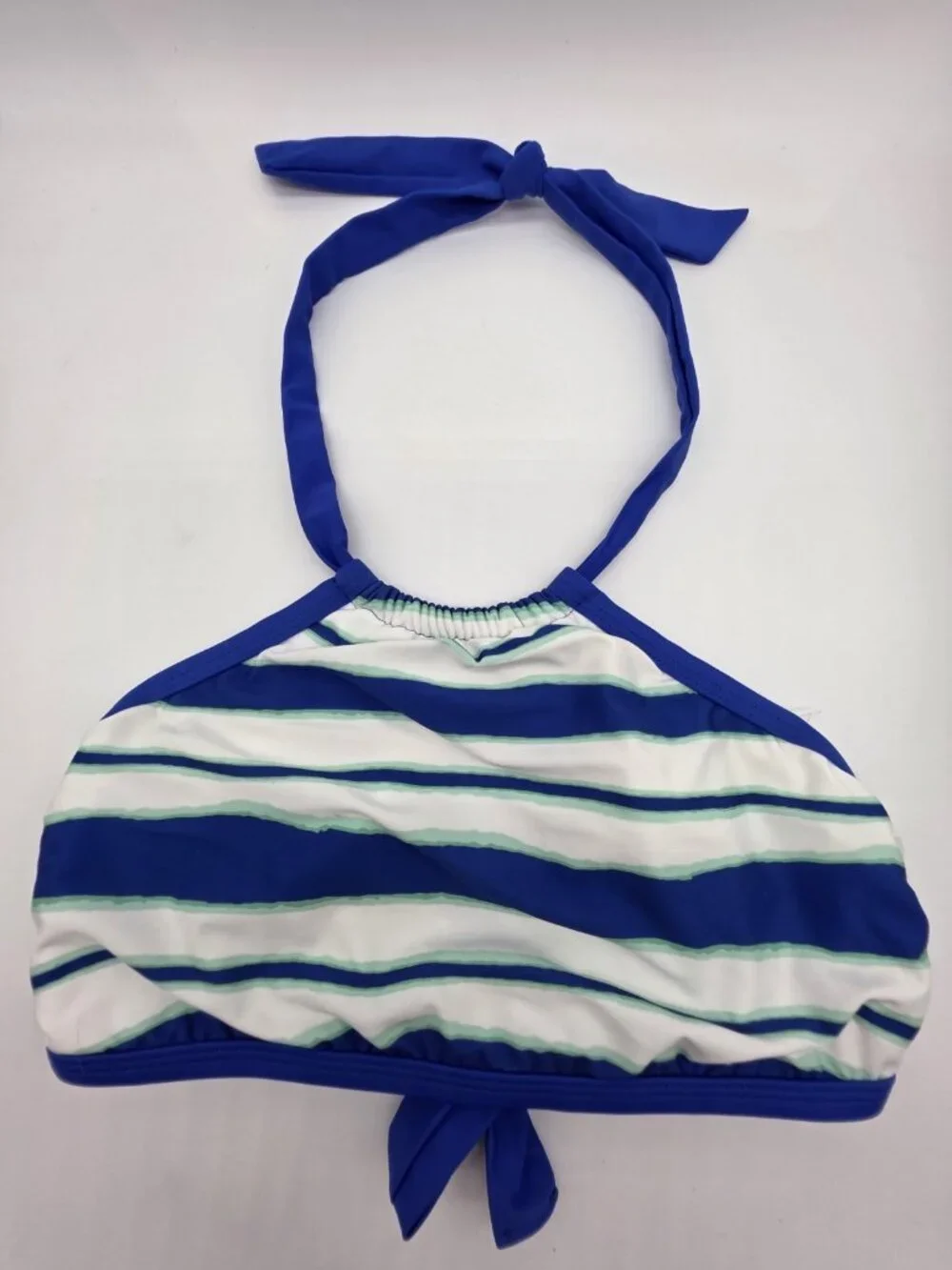 Nautica Women's Bikini Swimsuit Top Size Medium Blue Striped Halter Padded Swim